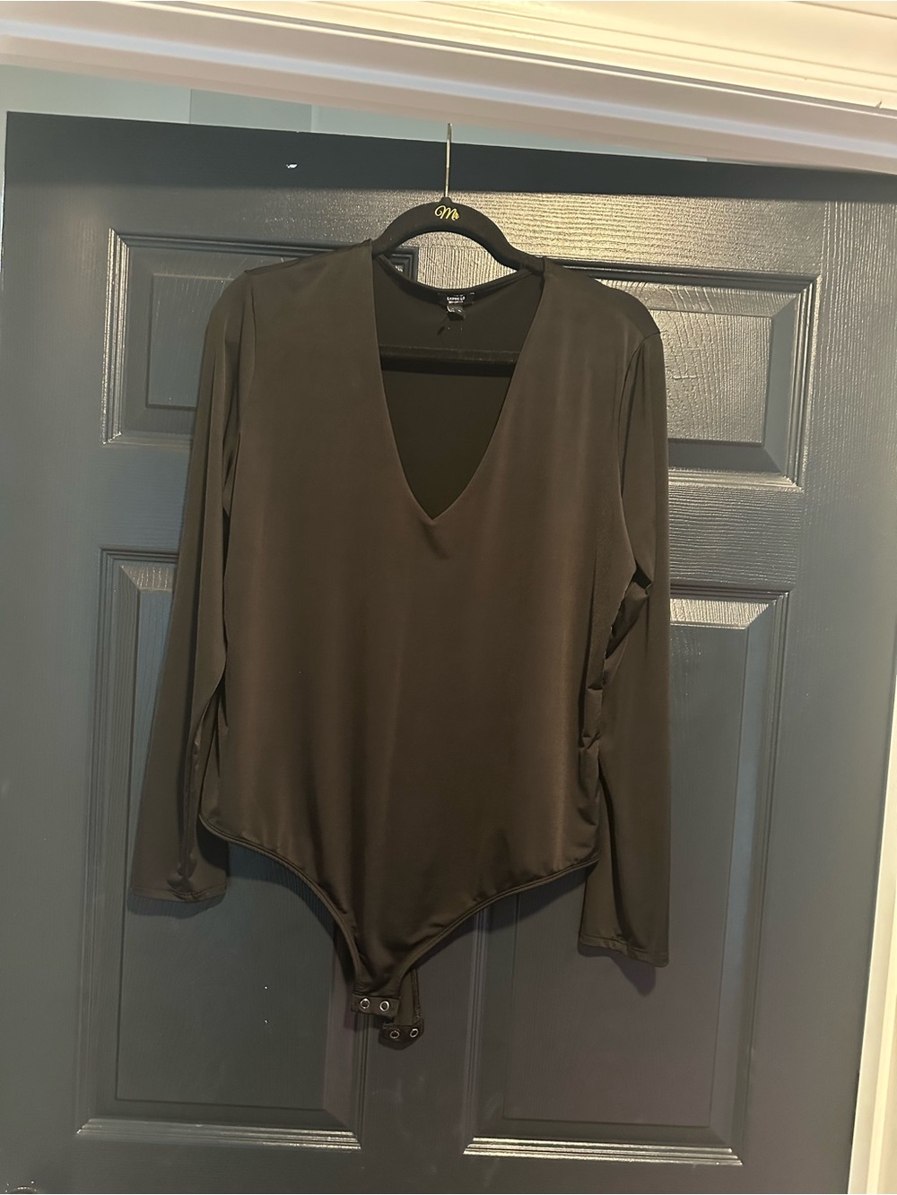 Express Black Long Sleeve V-Neck Bodysuit